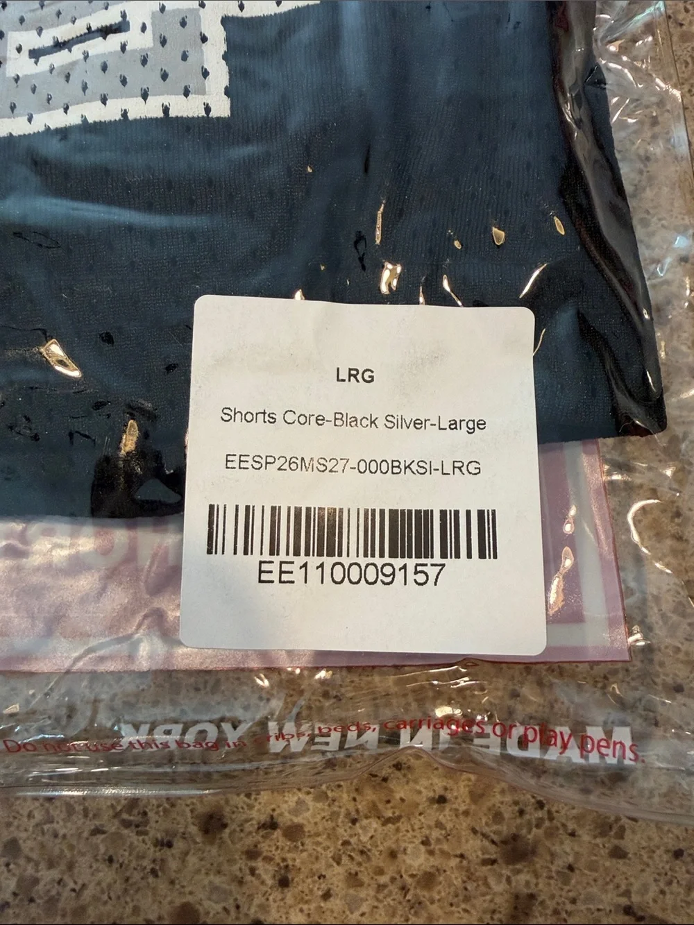 NWT - Eric Emanuel Black Mesh Athletic Shorts with White Logo.  With sticker